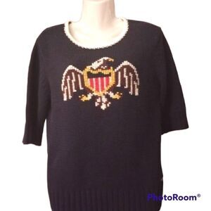 Tommy Hilfiger short sleeve sweater with cross stitch